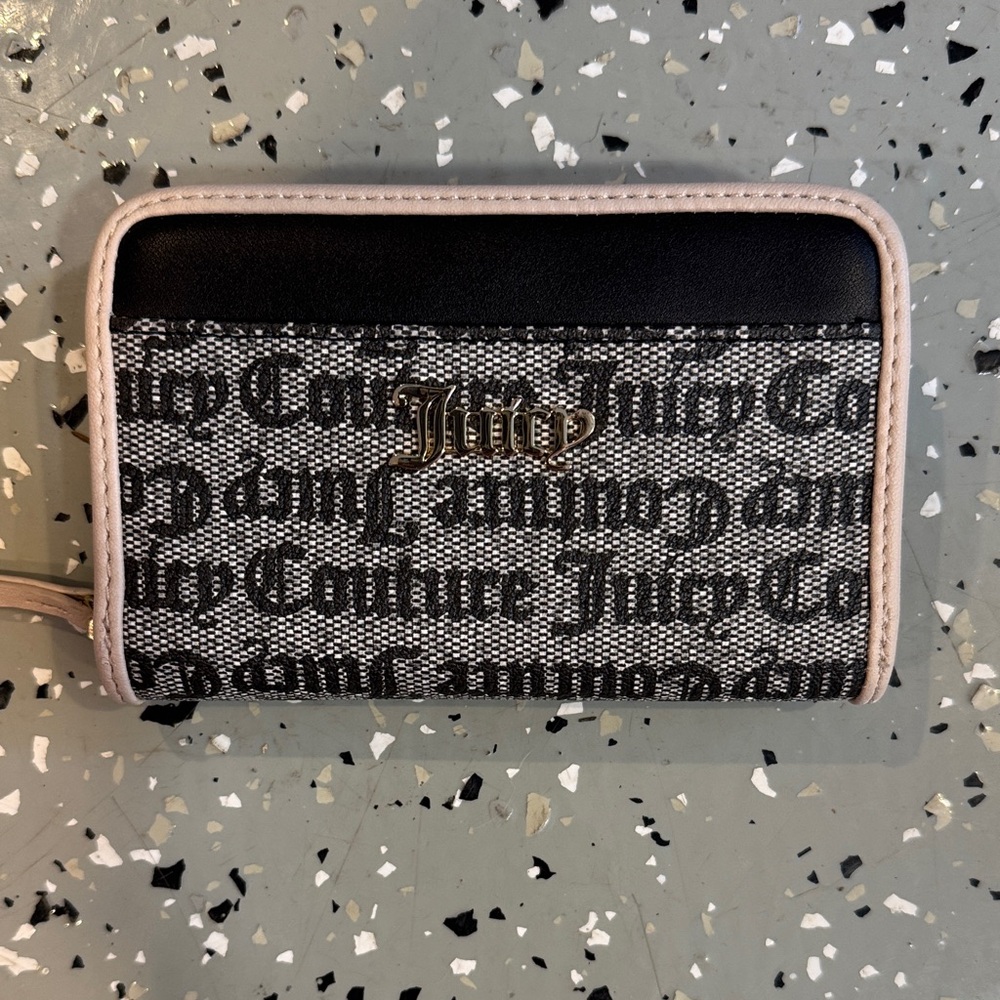 Juicy Couture Black and Gray Logo Wallet